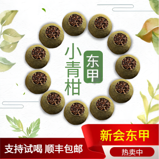 东甲圈枝头采生晒新会传统小青柑金芽普洱茶新会小青柑