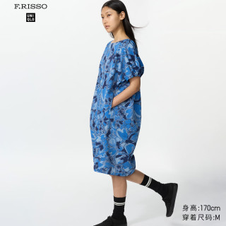 优衣库 休闲印花连衣裙/短袖女装合作款/裙子489217
