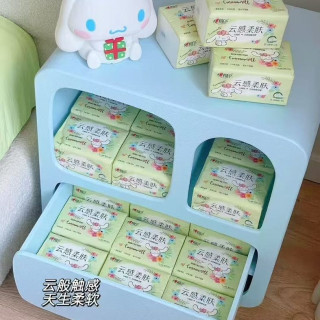 心相印 抽纸云感花草大耳狗联名S码家用纸巾90抽24包面巾纸餐巾纸