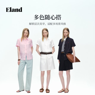E·LAND 衣恋 Eland衣恋衬衫女翻领短袖休闲通勤上衣2026夏季新款