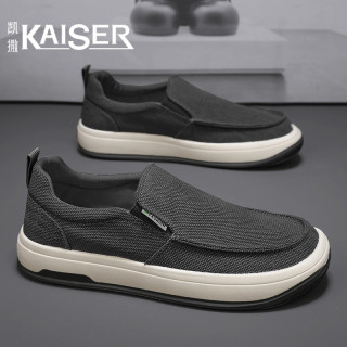 凯撒 KAISER/凯撒·男鞋春季新款时尚一脚蹬帆布鞋子男款透气舒适开车鞋