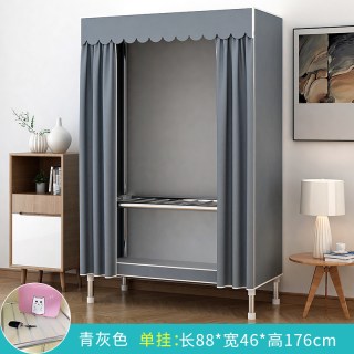 简易衣柜结实耐用出租房布衣柜家用卧室经济型简约全钢架加厚衣橱
