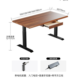 苏木源 实木电动升降桌电脑桌家用带抽屉捷昌双电机书桌学习桌电竞办公桌