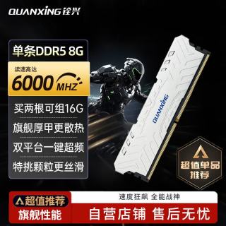 铨兴 8GB DDR5 6000 台式机内存条 马甲条 XMP超频兼容英特尔AMD