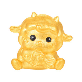 明牌珠宝 足金5D硬金黄金生肖羊羊如意转运珠串珠男女生日礼物AFP1612