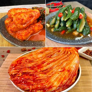 考丽亚 延边朝鲜族辣白菜+黄瓜+萝卜组合共1100g