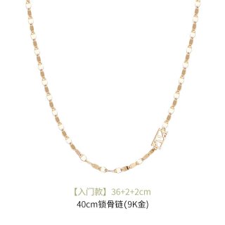 移动端：KKLUE 18k金水波纹项链 玫瑰金 40cm