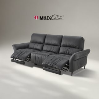 喜临门 M&DCASA黑松露基础版KE03真皮电动沙发意式极简小户型半青皮沙发