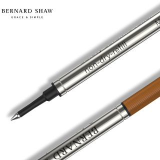 BERNARD SHAW 宝珠笔笔芯黑色德国进口油墨不掉色水性签字笔专用替芯2支装 黑色 0.6mm