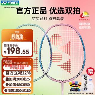 YONEX 羽毛球拍对拍专业训练轻量耐打2支套装NR6000i附球2条手胶
