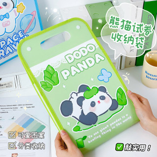 卡通熊猫风琴包手提式文件夹立体可爱学生专用试卷收纳袋A4多层