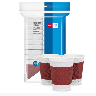 得力 一次性纸杯子水杯 加厚 228ml20只