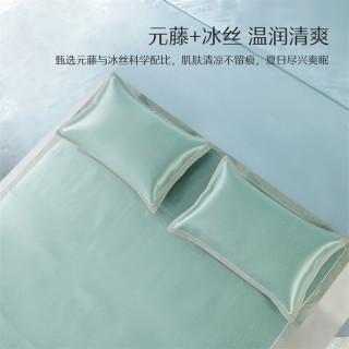 水星家纺 600D冰藤凉席三件套 浅松石色 180cm×200cm