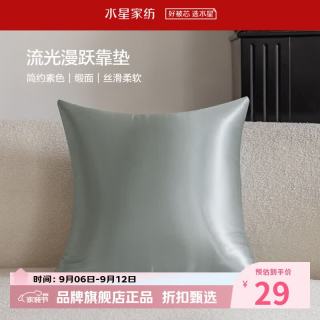 水星家纺 抱枕客厅沙发时尚简约素色靠垫 居家百搭靠垫丝滑柔软午睡小枕芯 流光漫跃靠垫(烟灰色)