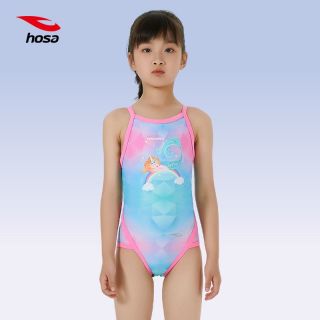 百亿补贴：浩沙 儿童竞速泳衣 女童连体三角专业训练比赛泳衣