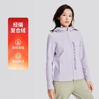 斯凯奇 秋季山系复合加绒运动外套女户外风衣连帽外套女