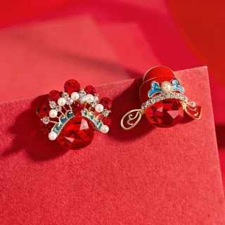 合金耳饰 中国风京剧小生花旦脸谱耳环女喜庆红色耳饰复古耳钉