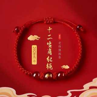手链 马年十二生肖红绳手链可调节红绳编织红珠情侣手绳红色