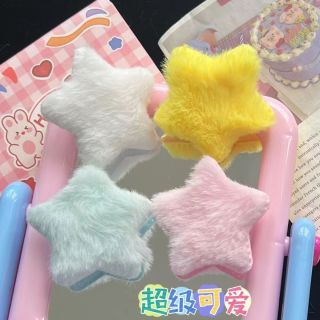 甜美可爱日系毛绒星星发夹刘海夹子千禧辣妹y2k亚比五角星发饰