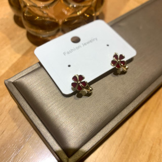 铜合金耳饰 AL1497  精致滴油小红花耳扣小众气质耳环耳钉轻奢