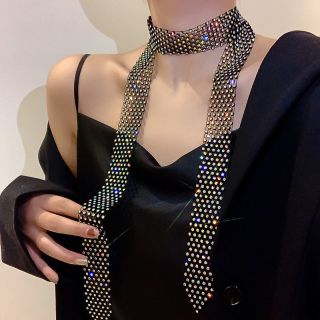 非金属仿水晶项链  七彩水钻项链女时尚腰链水兵舞领带长款毛衣链