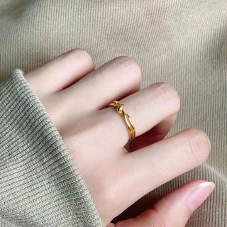 钛钢戒指 金色情侣轻奢感高级戒指感女爱无尽缠绵指环不掉色小众