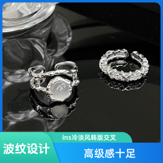 铜合金合成锆石戒指 可调节戒指气质网红时尚轻奢简约精致百搭女