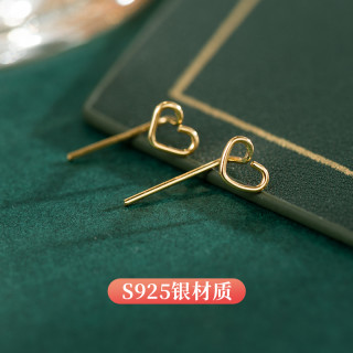 金美澳 925银耳饰 （爱心耳钩耳钉）简约时尚饰品2026年火爆款百搭小众耳饰