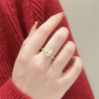 铜合金合成锆石戒指 转转龙可调节戒指本命龙年好运高级开口指环