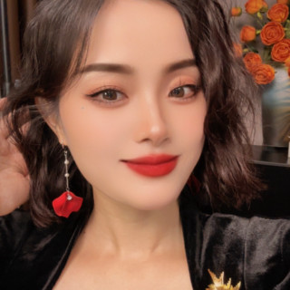 珥柒 铜合金亚克力耳饰 百搭新款时尚气质流苏长款红色花瓣耳环
