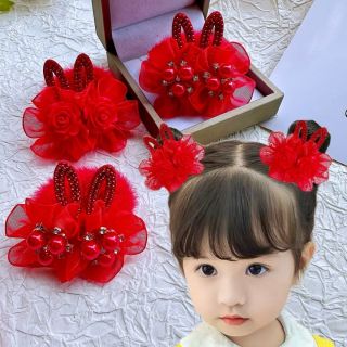 2026新款头绳头饰儿童皮筋女童蝴蝶结宝宝发绳小女孩红色红色头绳