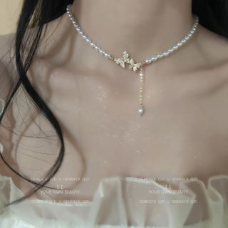 合金项链 复古轻奢蝴蝶项链女小众设计高级感气质锁骨颈链choker