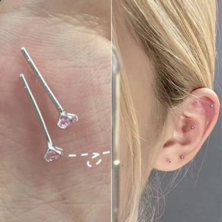 合金耳饰 仙女粉迷你耳钉女防过敏百搭简约小巧养耳洞耳骨钉耳饰