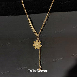 TuTuflower 钛钢项链 小众气质简约清新颈链 时尚百搭精致配饰