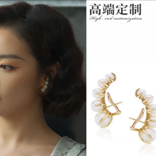 铜合金仿珍珠耳饰 女狂飙大嫂书婷爆款正品新款耳环轻奢感气质感