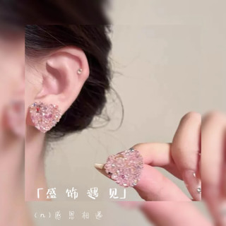 铜合金耳饰 「彩虹软糖」彩色爱心砂糖耳环