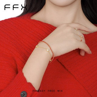 FFX 铜合金合成锆石手链 弗弗西设计师定制新年双层链