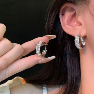 铜合金耳饰 经典潮流大耳圈耳环百搭超闪通勤时尚感圈圈耳饰1237