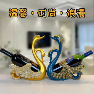 欧式玫瑰天鹅红酒架摆件新房婚礼乔迁个性客厅玄关酒柜装饰品摆件