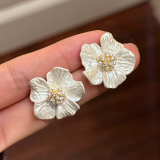 铜合金珐琅耳饰 E0212 时尚气质花朵优雅度假耳环法式超仙小清新