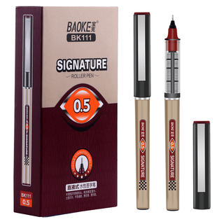 BAOKE 宝克 BK111 拔帽签字笔 红色 0.5mm 12支装