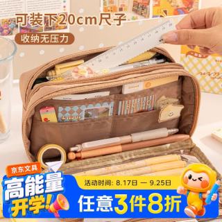 三年二班 大容量透明笔袋女孩男孩多功能痛包小学生文具收纳袋铅笔袋简约ins风 紫色款