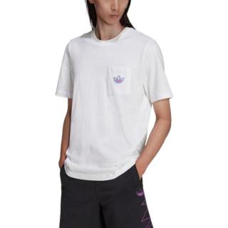adidas SPRT 男款logo花纹圆领套头简约运动短袖T恤