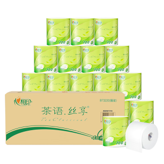心相印 茶语丝享卷纸  家用有芯卷纸 4层 100g/卷*2卷