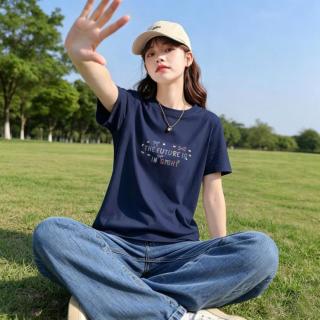 雪中飞 正肩短袖女t恤夏2026新品小个子休闲圆领套头衫