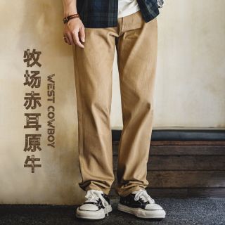 百亿补贴：马登 男士工装复古牛仔裤 直筒黄石赤耳原牛休闲裤