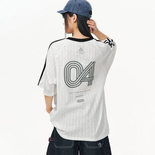 百亿补贴：404MOBGANG 404MOB运动透气球衣短袖T恤男女款2026撞色条纹情侣t