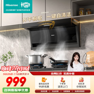 海信 顶侧双吸超薄25m³爆炒大吸力 瞬吸净烟 一键自炫洗家用厨房抽排油烟机净魔方DS01