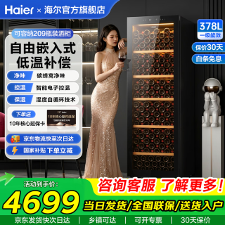 海尔 家用酒柜风冷无霜电子控温红酒柜单门冷藏保鲜柜一级能