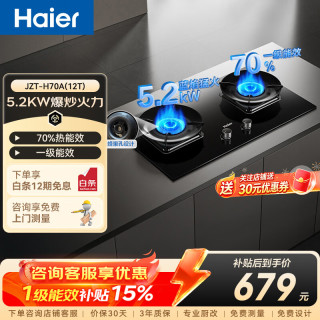 海尔 燃气灶天然气家用节能台嵌两用灶具5.2kw猛火可调底盘